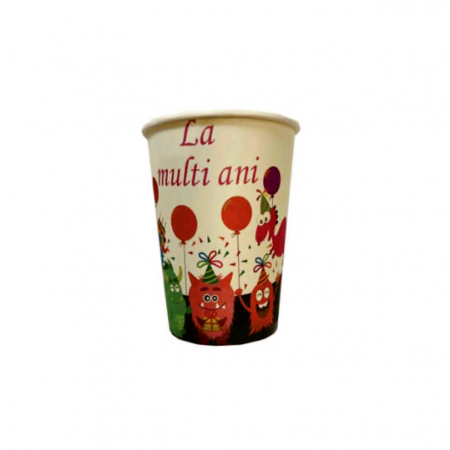 Tacâmuri - Set 8 pahare pentru petrecere ' La multi ani ' 8.7 cm PZ3718