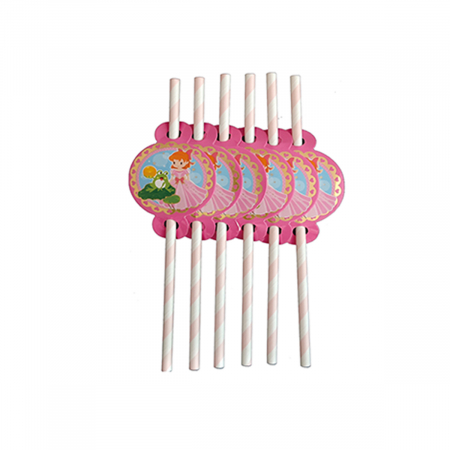 Tacâmuri - Set 6 paie pentru bauturi din hartie imprimeu ' Desene animate '  20 cm PZ3486
