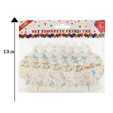 Articole party - Set 6 trompete cu fluturi pentru party 082592
