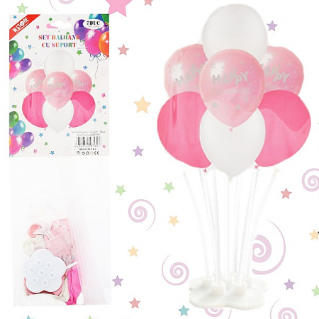 Articole party - Set 7 baloane aniversare cu suport  ' Happy Birthday ' 046189