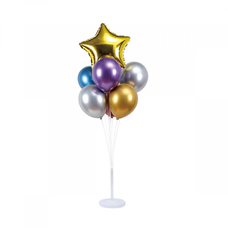 Articole party - Set 7 baloane metalizate din latex cu suport 100 cm TZ5109