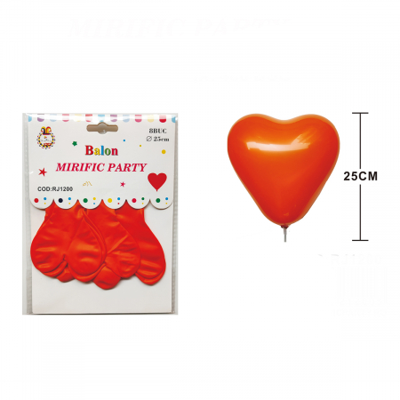 Articole party - Set 8 baloane din latex in forma de inima 25 cm RJ1200