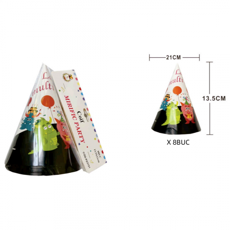 Accesorii party - Set 8 coifuri pentru petrecere ' La multi ani ' 21 x 13.5 cm PZ3721