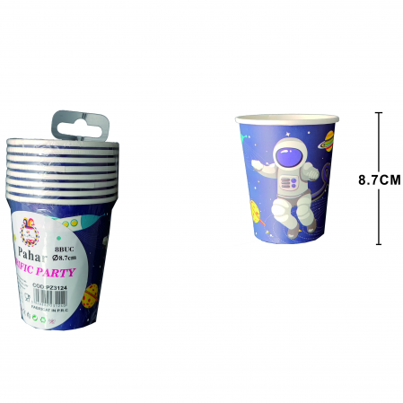 Accesorii party - Set 8 pahare pentru petrecere ' Astronaut ' PZ3124