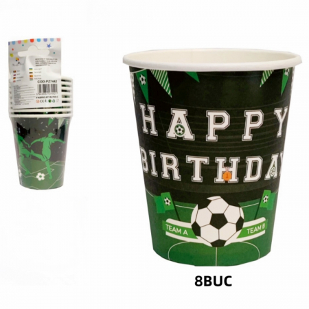 Articole party - Set 8 pahare pentru petrecere cu tematica Fotbal PZ7442