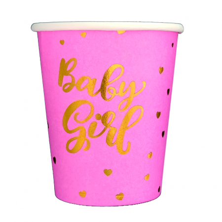 Tacâmuri - Set 8 pahare pentru petrecere ' Baby girl ' PZ3266