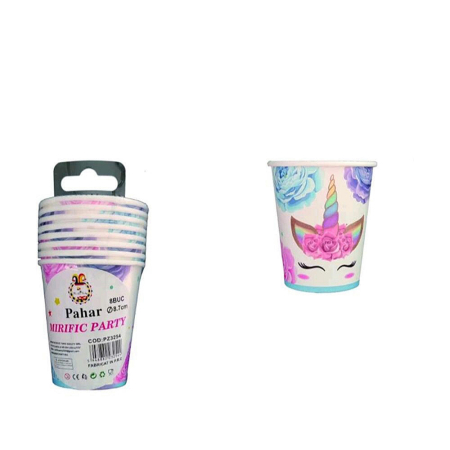Accesorii party - Set 8 pahare pentru petrecere ' Unicorn ' PZ3254