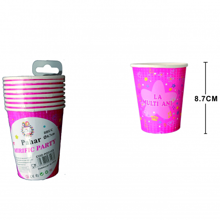 Articole party - Set 8 pahare roz pentru petrecere PZ3123