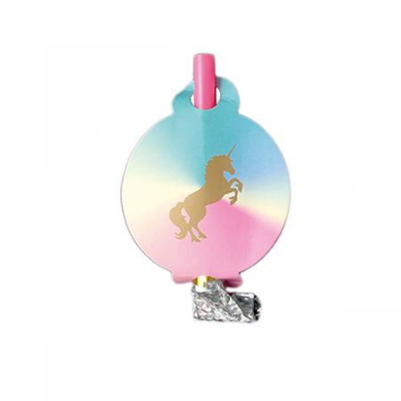 Accesorii party - Set 8 suflatori pentru petrecere cu unicorni 26 cm QT9332