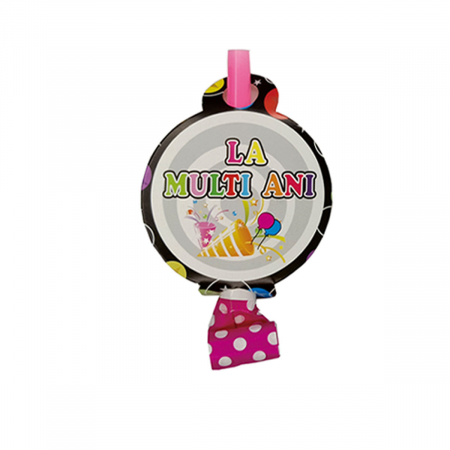 Accesorii party - Set 8 suflatori pentru petrecere ' La Multi Ani '  26 cm QT9153