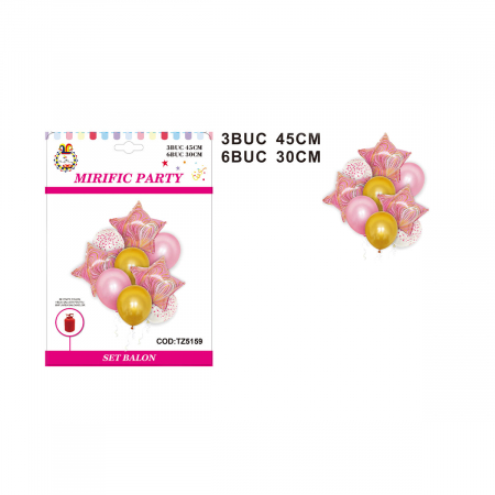 Articole party - Set 9 baloane aniversare din folie si latex 45 cm TZ5159