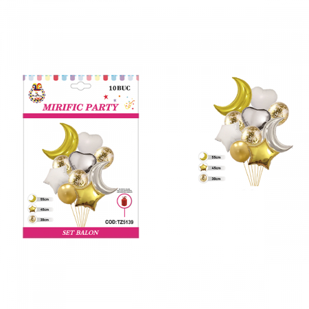 Baloane - Set aranjament 10 baloane cu confetti 55 cm TZ5139