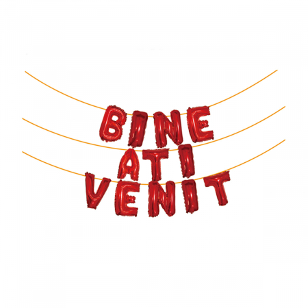 Baloane - Set aranjament 12 baloane din folie  ' Bine ati venit ' 6 m x 45 cm LM0402-R