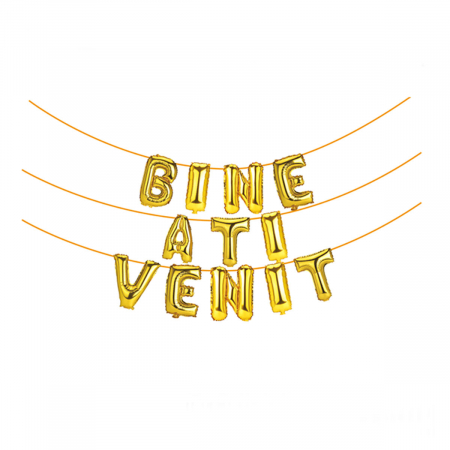 Baloane - Set aranjament 12 baloane din folie  ' Bine ati venit ' 6 m x 45 cm LM0402-A