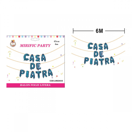 Baloane - Set aranjament 12 baloane din folie  ' Casa de piatra ' 6 m x 45 cm LM0240-B