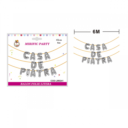Articole party - Set aranjament 12 baloane din folie  ' Casa de piatra ' 6 m x 45 cm LM0240-T