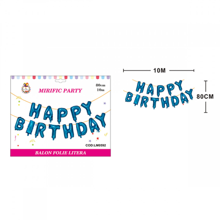Baloane - Set aranjament 13 baloane din folie ' Happy birthday ' 10 m x 80 cm LM0592