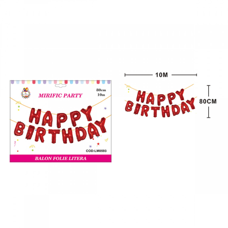 Baloane - Set aranjament 13 baloane din folie ' Happy birthday ' 10 m x 80 cm LM0593