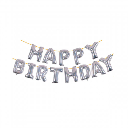 Articole party - Set aranjament 13 baloane din folie ' Happy birthday ' 10 m x 80 cm LM0594