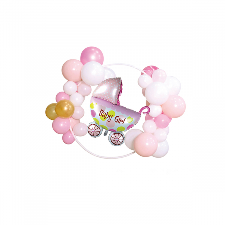 Articole party - Set aranjament 44 baloane figurina carucior ' Baby Girl ' 80 cm TZ5288
