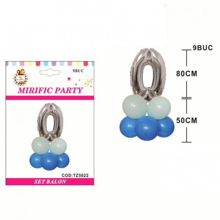 Articole party - Set aranjament 9 baloane cifra ' 0 ' 80 cm TZ5022