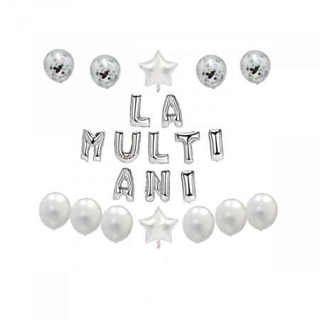 Articole party - Set aranjament 22 baloane cu confetti ' La multi ani ' 45 cm TZ5269