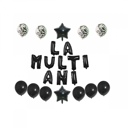 Baloane - Set aranjament 22 baloane cu confetti ' La multi ani ' 45 cm TZ5273