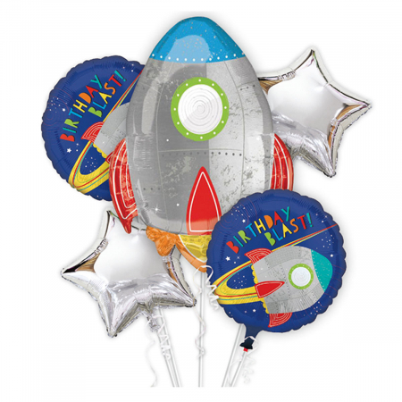 Baloane - Set aranjament 5 baloane din folie ' Nava spatiala ' 80 cm  TZ5131