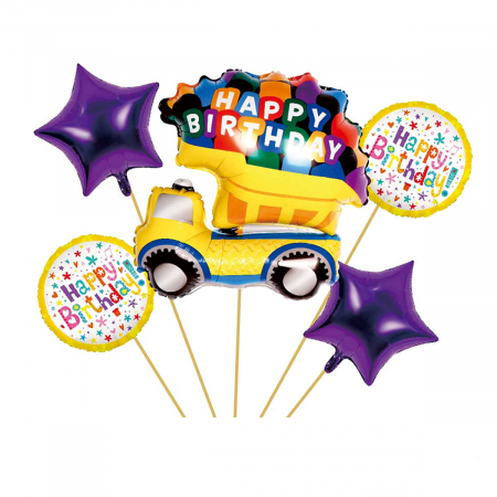 Baloane - Set aranjament 5 baloane din folie ' Camion happy birthday ' 54 x 72 cm TZ5287