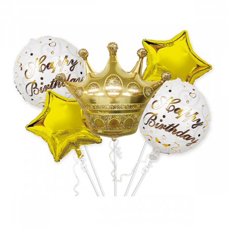 Baloane - Set aranjament 5 baloane folie figurina coronita 75 cm TZ5185