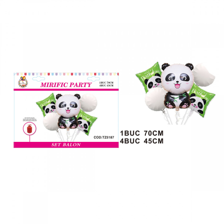 Baloane - Set aranjament 5 baloane folie figurina ursulet panda 70 cm TZ5187