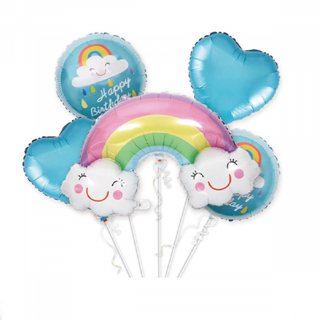 Articole party - Set aranjament 5 baloane folie figurina curcubeu 85 cm TZ5192