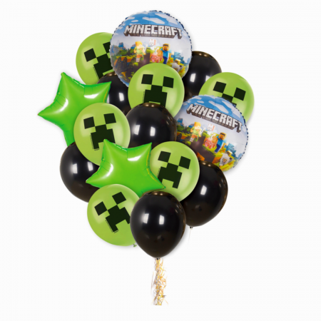 Baloane - Set aranjament 16 baloane tematice folie si latex ' Joc Minecraft ' 45 cm TZ5371