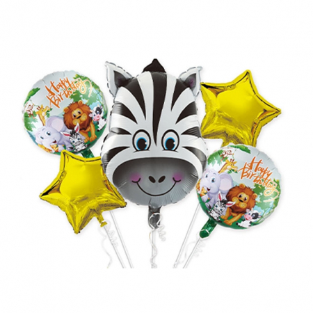 Baloane - Set aranjament 5 baloane folie tematica jungla - zebra 50 cm TZ5180