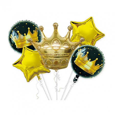 Baloane - Set aranjament 5 baloane folie figurina coronita 75 cm TZ5184
