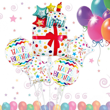 Articole party - Set aranjament 5 baloane ' Happy Birthday ' 063868