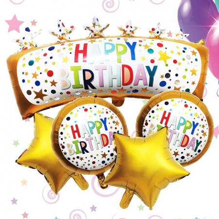 Articole party - Set aranjament 5 baloane ' Happy Birthday ' 063220