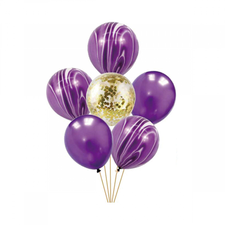 Baloane - Set aranjament 6 baloane latex cu confetti 30 cm TZ5258