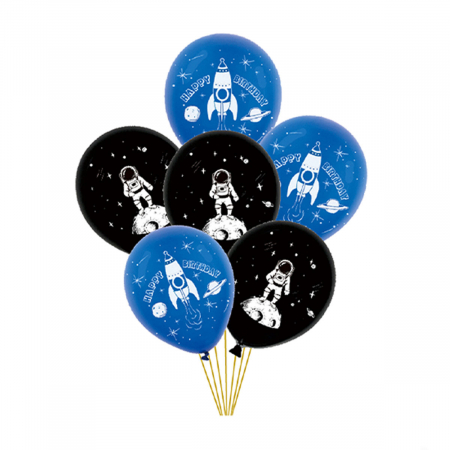 Articole party - Set aranjament 6 baloane latex cu tematica astronaut 30 cm TZ5201
