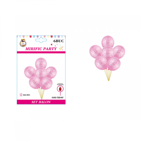 Baloane - Set aranjament 6 baloane latex ' It's a girl ' 30 cm TZ5197
