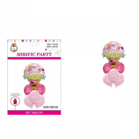 Baloane - Set aranjament 6 baloane din latex ' Welcome baby ' 79 cm TZ5122