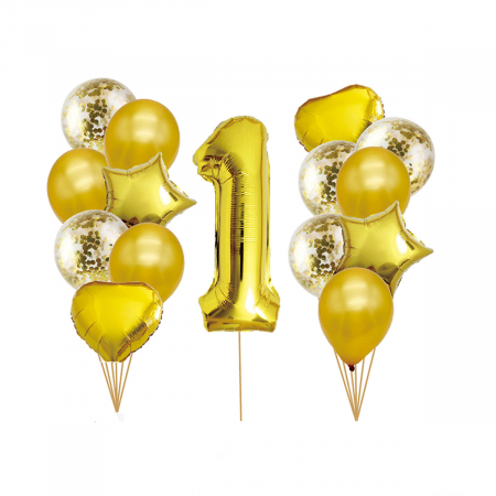 Baloane - Set aranjament 15 baloane cu confetti cifra ' 1 ' 80 cm TZ5238