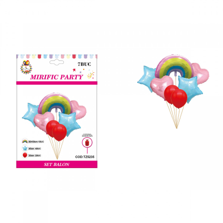 Articole party - Set aranjament 7 baloane figurina curcubeu 80 x 50 cm TZ5235