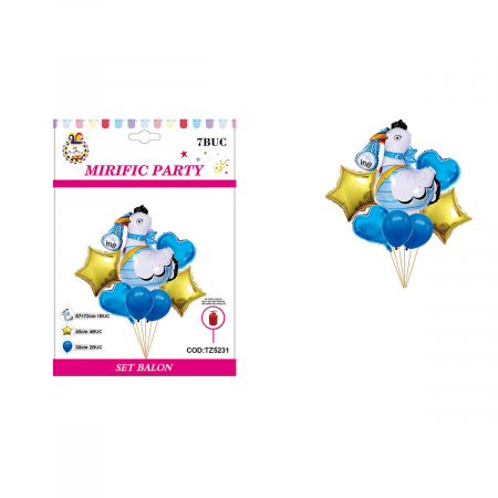 Articole party - Set aranjament 7 baloane figurina barza ' Boy ' 67 x 72 cm TZ5231
