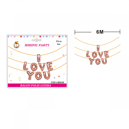 Articole party - Set aranjament 8 baloane din folie ' I love you ' 6 m x 45 cm LM0246