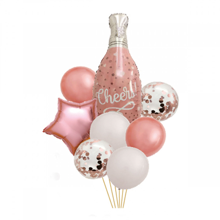 Baloane - Set aranjament 8 baloane ' Sticla sampanie '  80 x 42 cm TZ5147