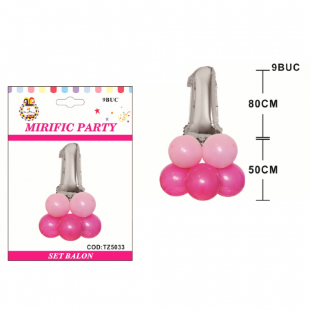 Articole party - Set aranjament 9 baloane cifra ' 1 ' 80 cm TZ5033