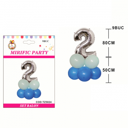 Articole party - Set aranjament 9 baloane cifra ' 2 ' 80 cm TZ5024