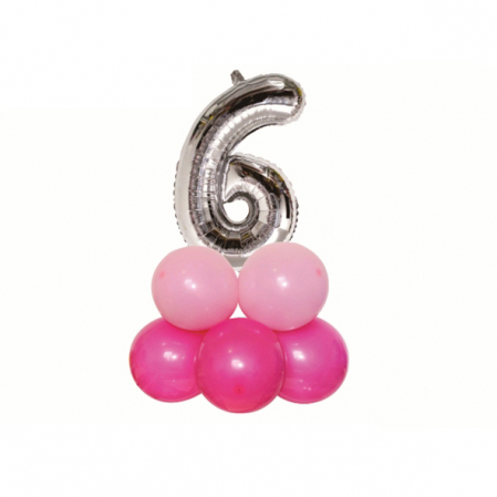 Baloane - Set aranjament 9 baloane cifra ' 6 ' 80 cm TZ5038