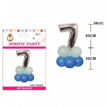 Articole party - Set aranjament 9 baloane cifra ' 7 ' 80 cm TZ5029